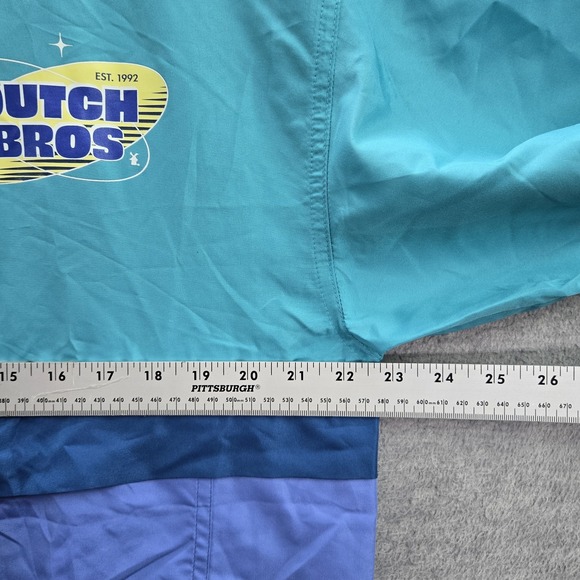 Dutch Bros Men Jacket L Teal Windbreaker Colorblock Activewear Logo Zipper - Picture 7 of 9